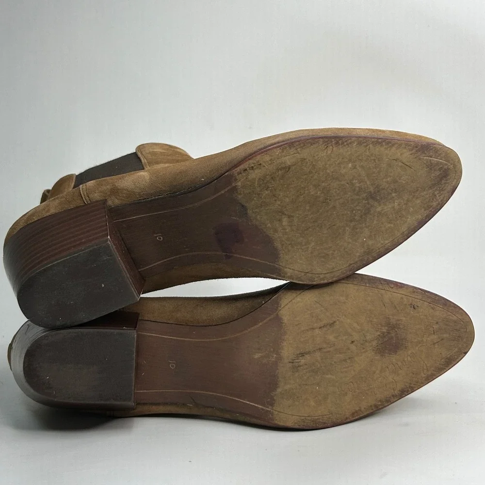 Sam‎ Edelman Reesa Pull On Suede Chelsea Ankle Boots Womens 10 Tan Pointed Toe